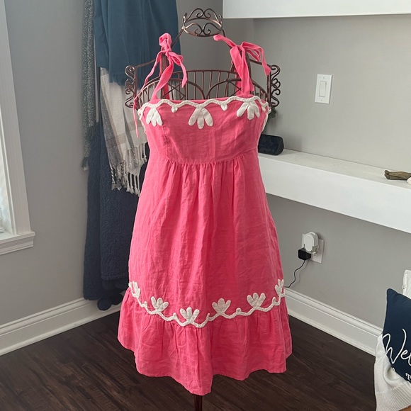 Lilly Pulitzer Pink & White Beach Lightweight Dress Shoulder Ties Women’s Size 2 - Picture 2 of 14